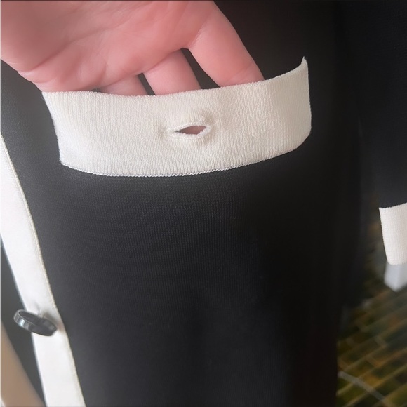 RARE KATE SPADE Head In The Clouds Black & Off White Knit Coat Size Medium - Picture 12 of 16